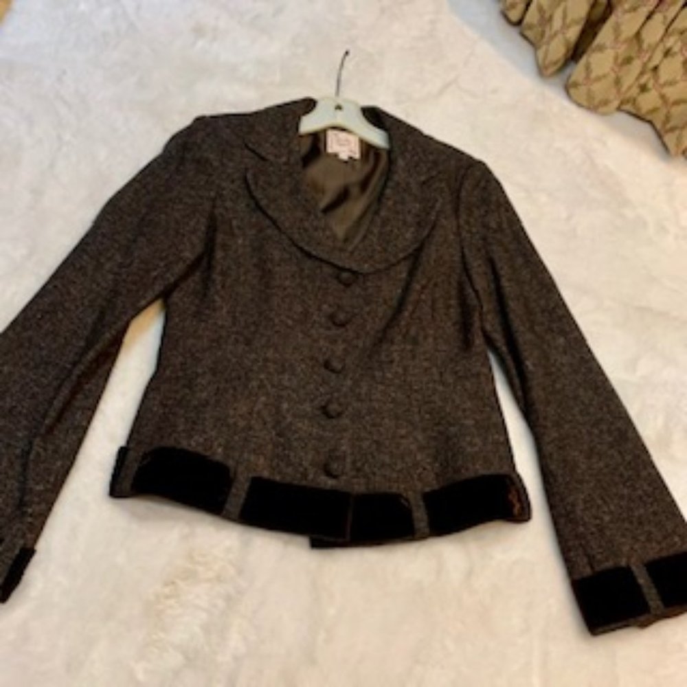 Nanette Lepore Brown Jacket with Velvet Trim 6